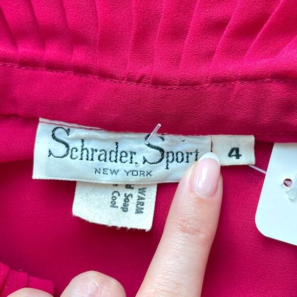 Vintage – Schrader Sport Sheer Pink Ruffle Neck Blouse - Picture 6 of 6